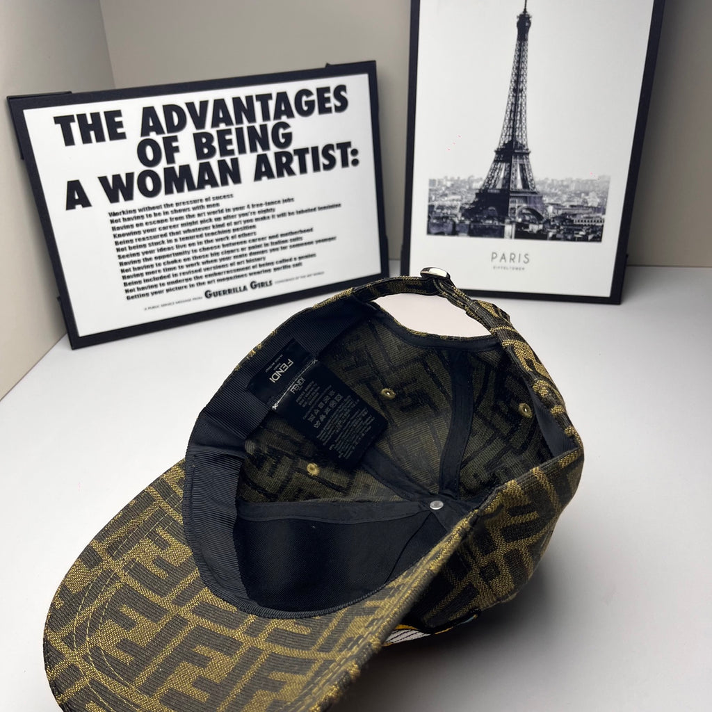Fendi baseball cap in brown FF jacquard with black interior lining visible