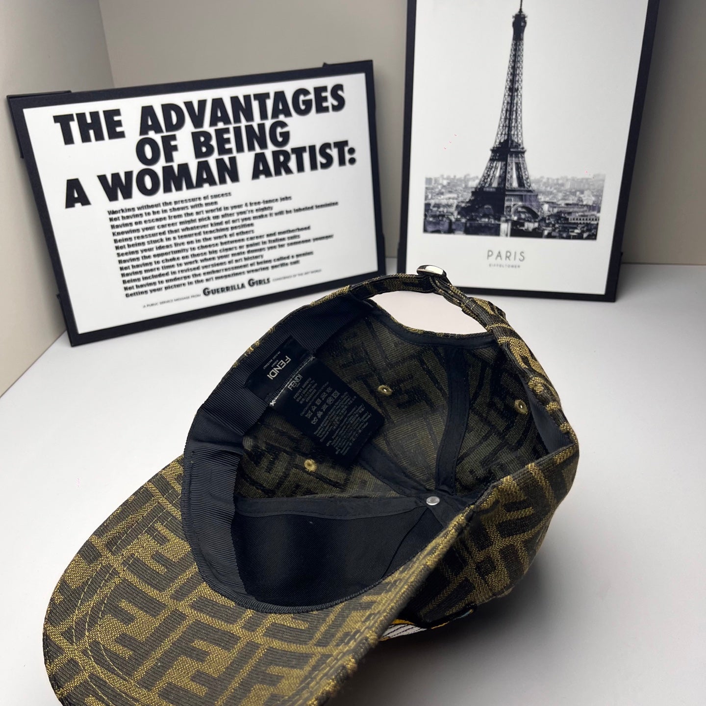 Fendi baseball cap in brown FF jacquard with black interior lining visible