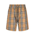 Burberry plaid drawstring shorts with elastic waist, beige tan black red checks