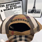 Burberry cap interior view with Burberry logo and adjustable strap buckle