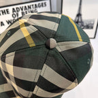 Plaid baseball cap back with fabric strap and curved clasp
