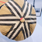 Striped baseball cap crown with round top button
