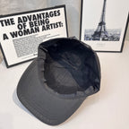 Prada baseball cap interior and open crown lining in dark gray fabric