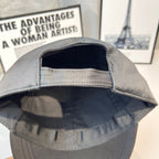 Prada baseball cap interior view with open lining and curved brim stitching