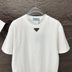 Prada short-sleeve T-shirt in white with triangle logo on chest