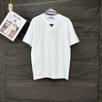 Prada short-sleeve T-shirt in white with small triangle logo on chest