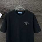 Black Prada short-sleeve T-shirt with PRADA emblem on chest