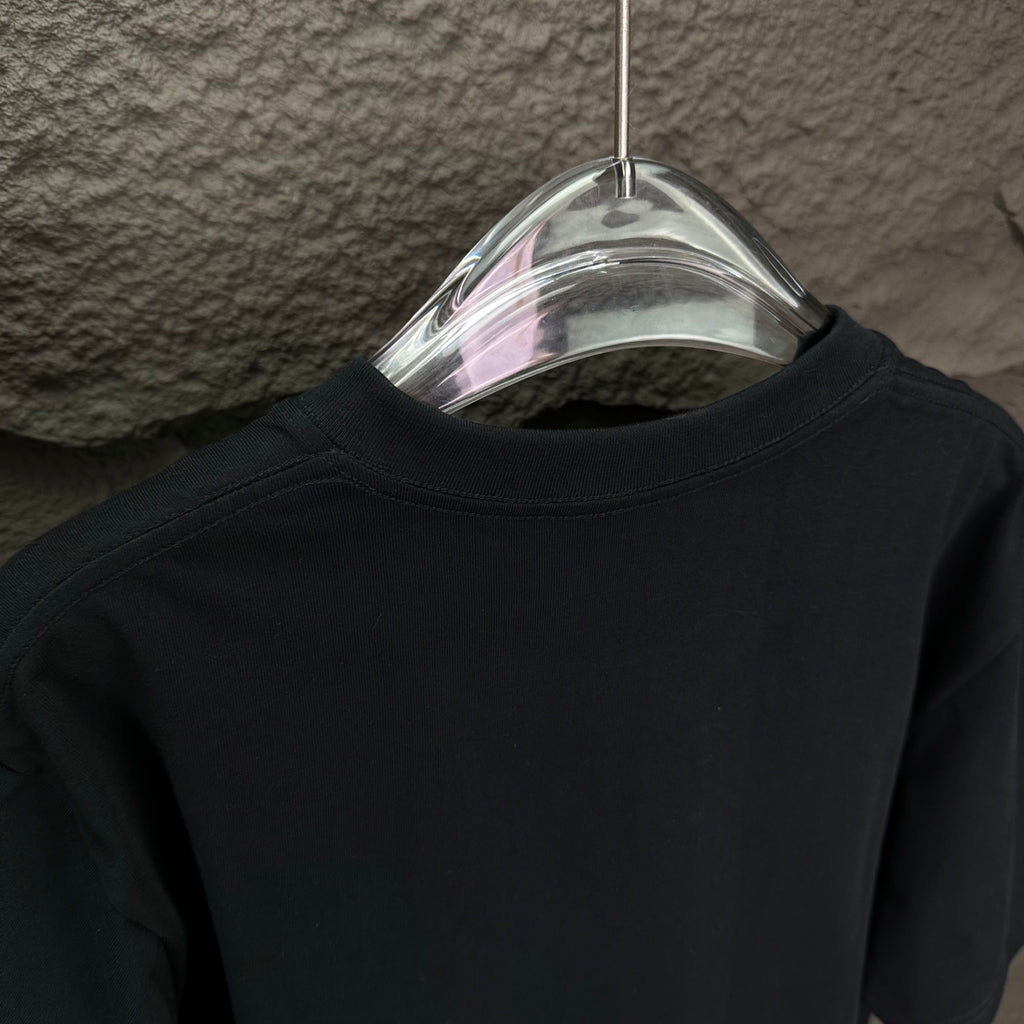 Black Prada crewneck T-shirt neckline view