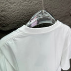 White short-sleeve T-shirt back neckline on hanger