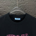 Prada short-sleeve T-shirt collar on black fabric, with PRADA label