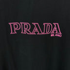 Prada short-sleeve T-shirt logo, pink PRADA MILANO on black