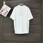White short-sleeve T-shirt with crew neck; plain back view on a hanger.