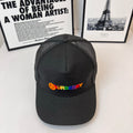 Black Burberry baseball cap with front embroidered logo and curved brim