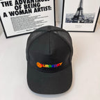 Black Burberry baseball cap with front embroidered logo and curved brim