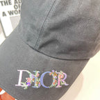 Gray baseball cap with multicolor embroidered Dior logo on brim