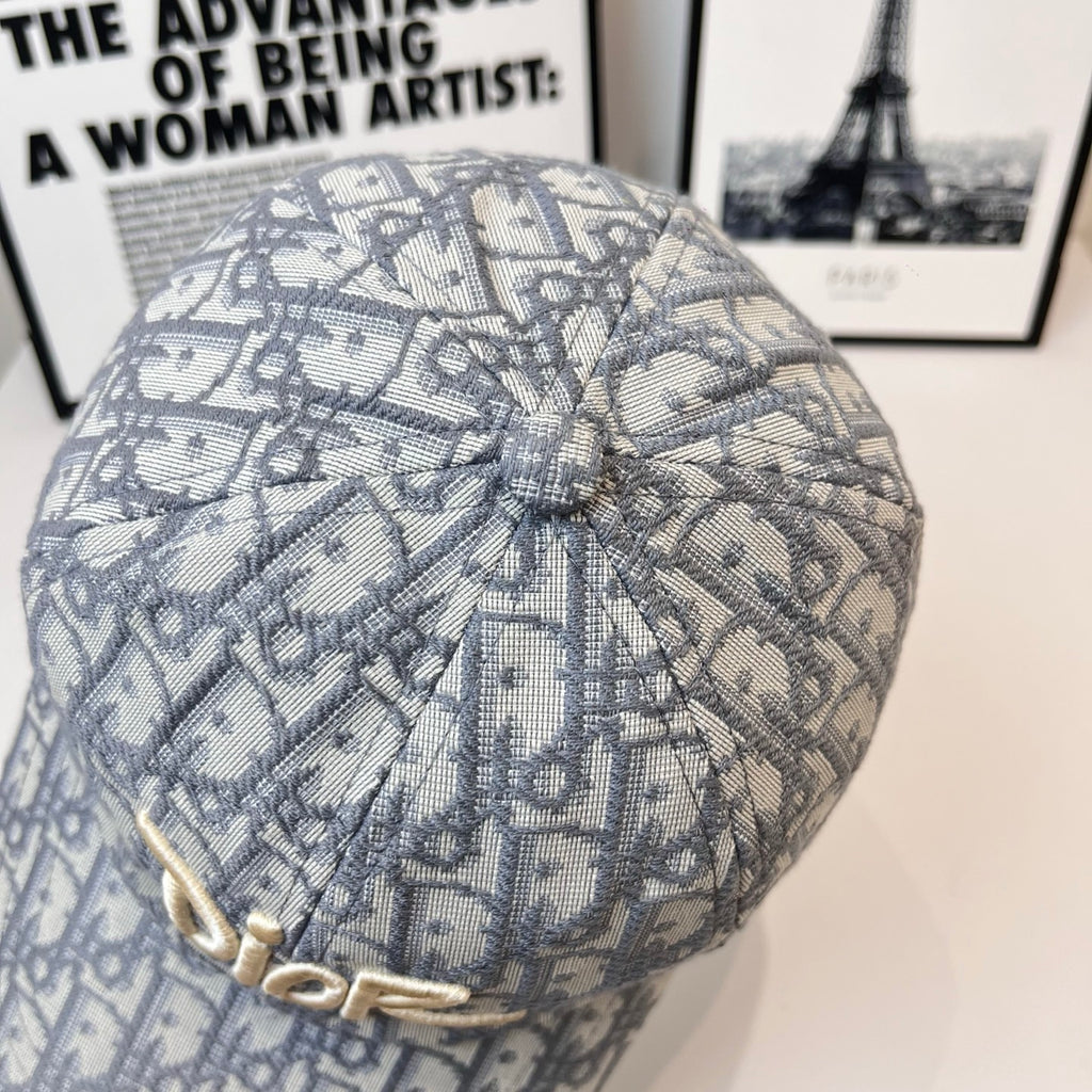 Dior monogram cap with gathered top and Dior monogram pattern