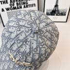 Dior monogram cap with gathered top and Dior monogram pattern
