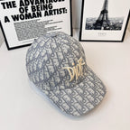 Dior monogram cap, angled view with gold Dior logo embroidery on front