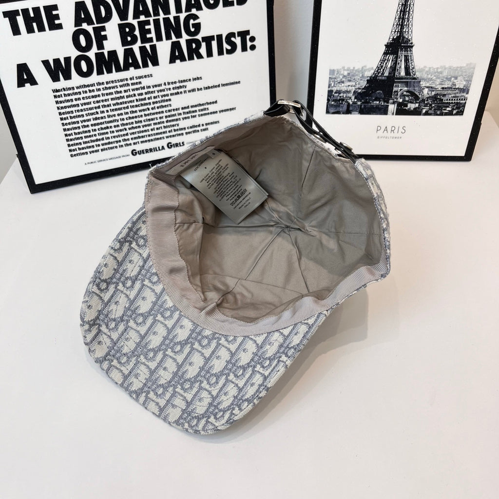 Dior monogram cap interior with beige lining and curved brim opening