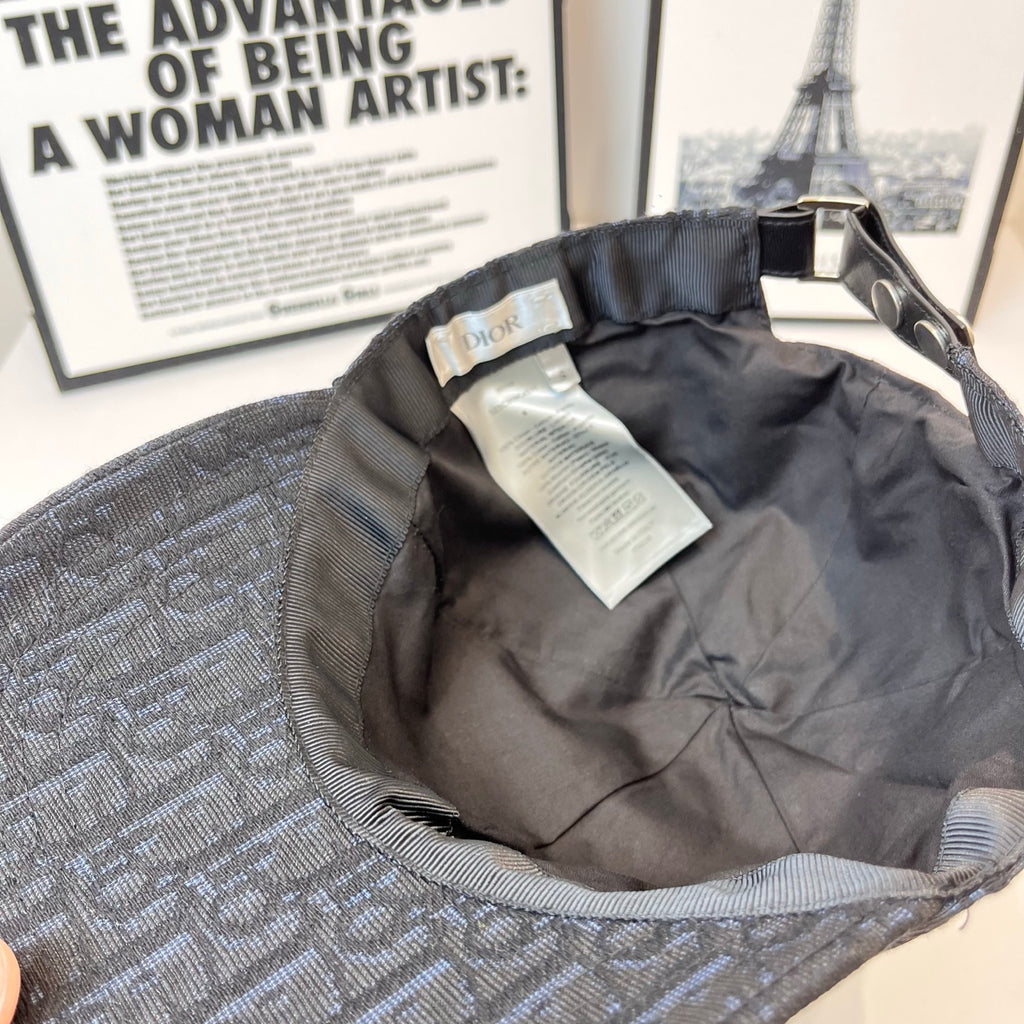Dior monogram cap interior lining with brand tag and adjustable strap