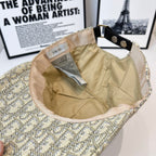 Dior cap interior with beige lining and inner label tag at crown.