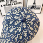 Dior cap with blue patterned crown and round top button