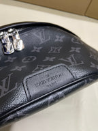 Louis Vuitton monogram waist bag, embossed logo patch and textured leather trim