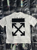 Off White graphic T-shirt, white with black square X-style arrow graphic