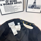Burberry cap interior view with black lining and label, monogram trim