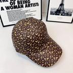 Burberry cap with allover monogram print, curved brim, side angle