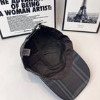 Burberry cap interior view with inner crown and curved brim