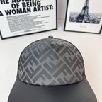 Gray mesh baseball cap with dark FF jacquard front and black brim