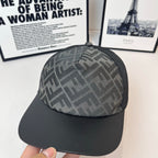 Gray FF jacquard baseball cap with black brim and mesh crown