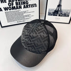 Black mesh baseball cap with dark gray FF logo panel on front