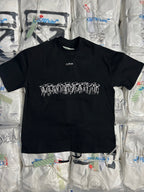 Black T-shirt with O.F.S logo and white graphic lettering across chest