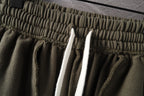 Olive green elastic waistband with two drawstrings