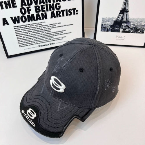 Balenciaga cap in dark gray with white 8 logo on side and BALENCIAGA label