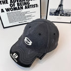 Burberry cap in dark gray with side white oval logo and stitched details