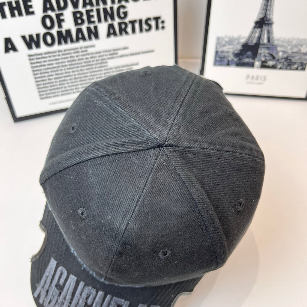 Black Balenciaga cap back view with curved brim and BALENCIAGA embroidery