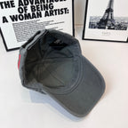 Gray baseball cap interior with inner seams and curved brim