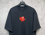 Balenciaga short-sleeve T-shirt, dark navy, red logo print on front