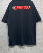 Balenciaga short-sleeve T-shirt, dark navy, red back logo stripe