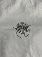 Off White T-shirt off-white with black line-art globe hands logo