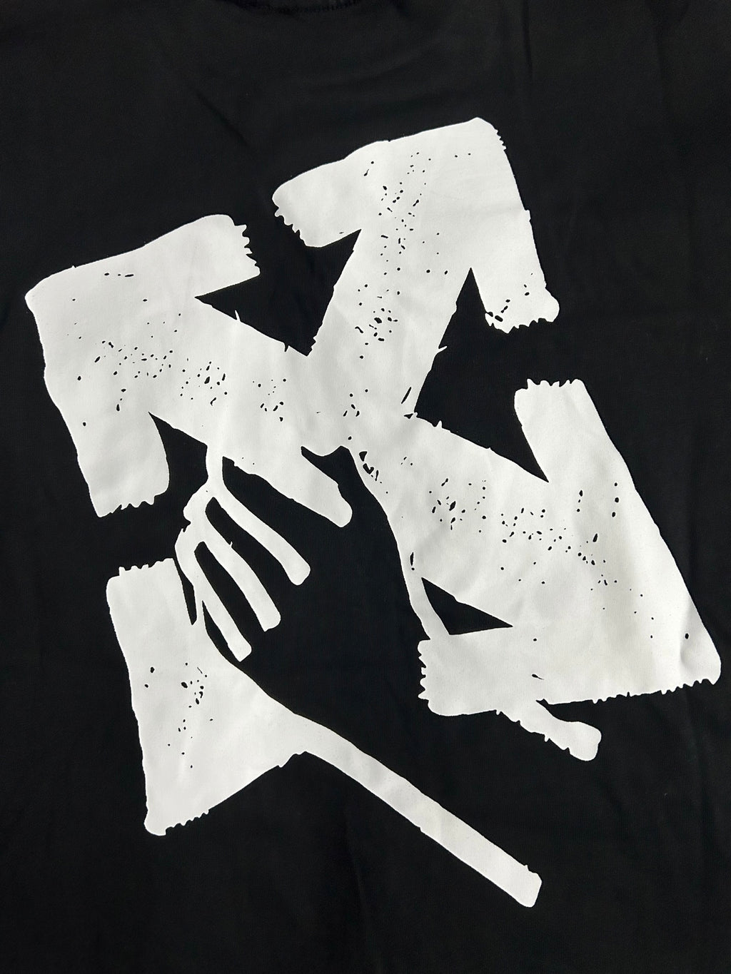 Off White black T-shirt close-up of large white abstract graphic