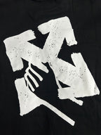 Off White black T-shirt close-up of large white abstract graphic