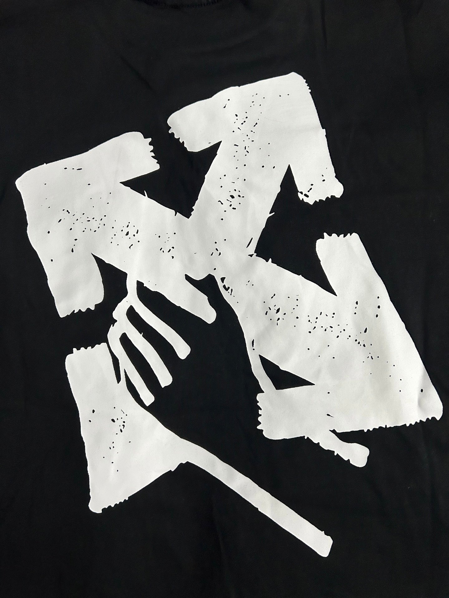 Off White black T-shirt close-up of large white abstract graphic