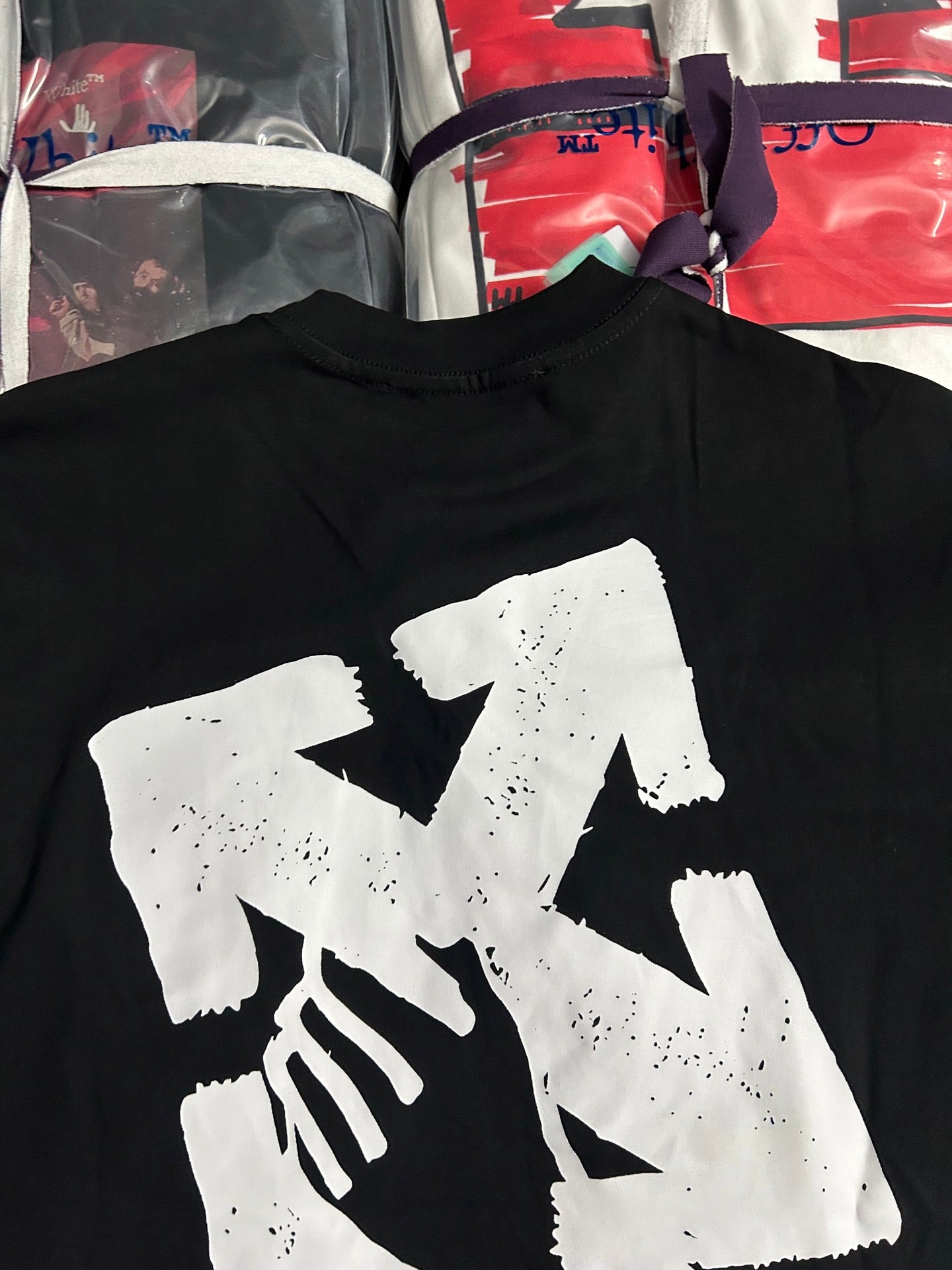 Off White black T-shirt with large white graphic print on front