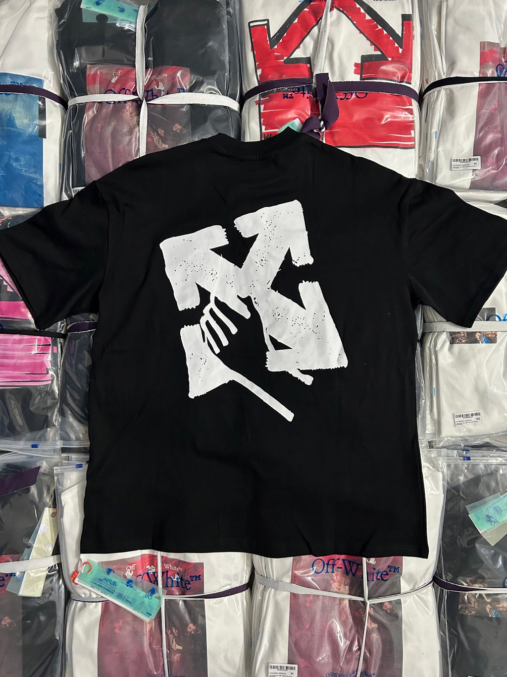 Off White black T-shirt with large white abstract graphic on front