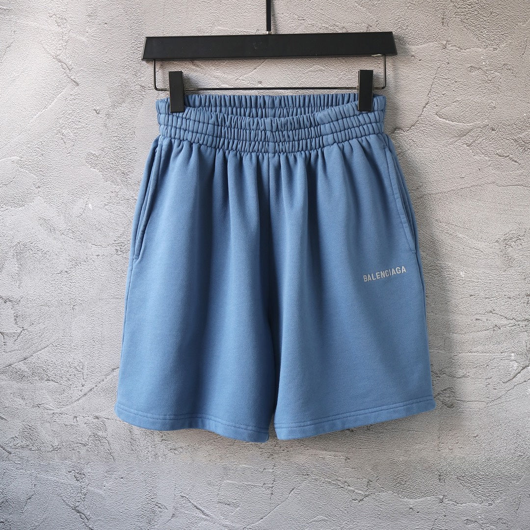 Balenciaga pants in light blue with elastic waistband and front pleats