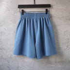 Balenciaga pants in light blue, gathered elastic waistband, relaxed silhouette